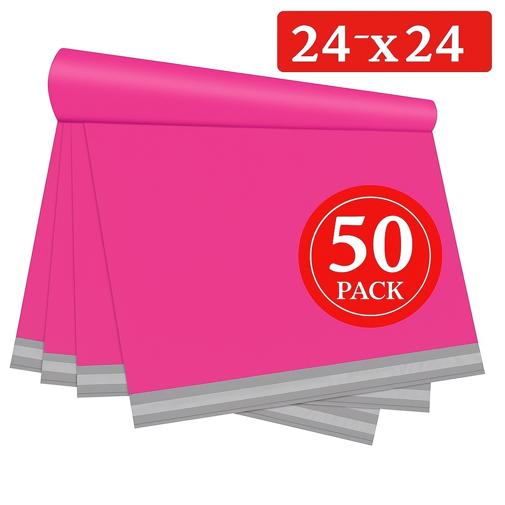 Jumbo Pink Poly Mailers – 50 Pack – 24”X24” - Picture 2 of 2